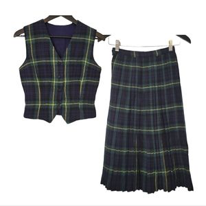 Vintage school girl plaid vest and skirt set